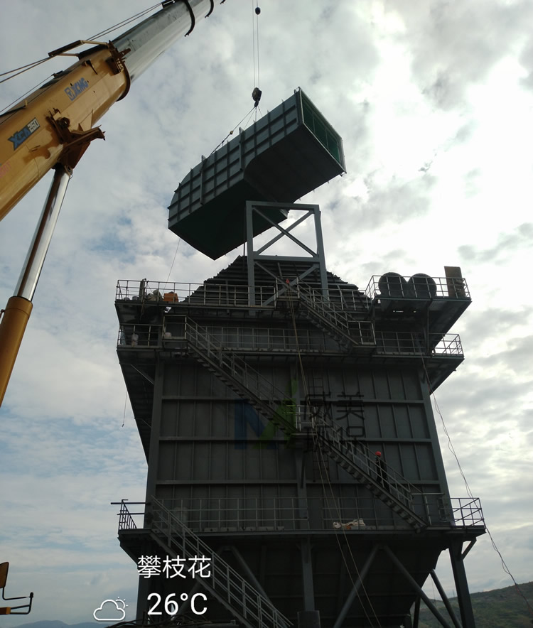 河北威美環(huán)保磷化工60萬氣量水淬渣、渣汽收集處理靜電除霧器施工現(xiàn)場